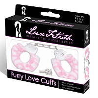 Розовые леопардовые наручники с мехом LUX FETISH