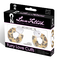 Леопардовые наручники с мехом LUX FETISH