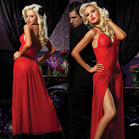 Платье с разрезом красное STM-9380red XL